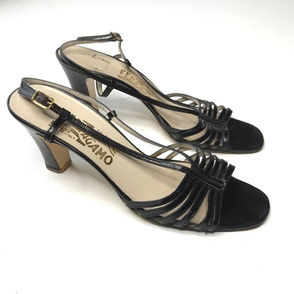 Salvatore Ferragamo Strappy Sandal Heel Open Toe - Picture 1 of 8